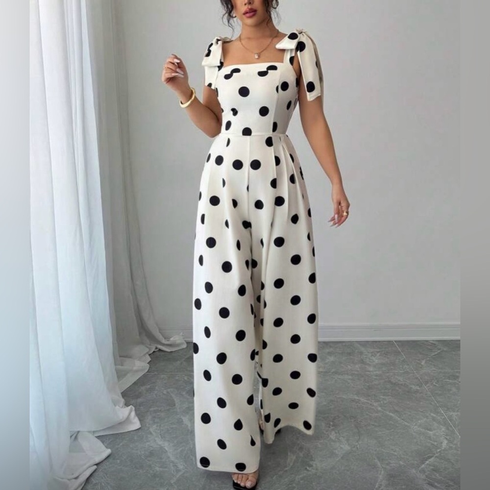 Polka Dot Jumpsuit - Black and White - Picture 6 of 6